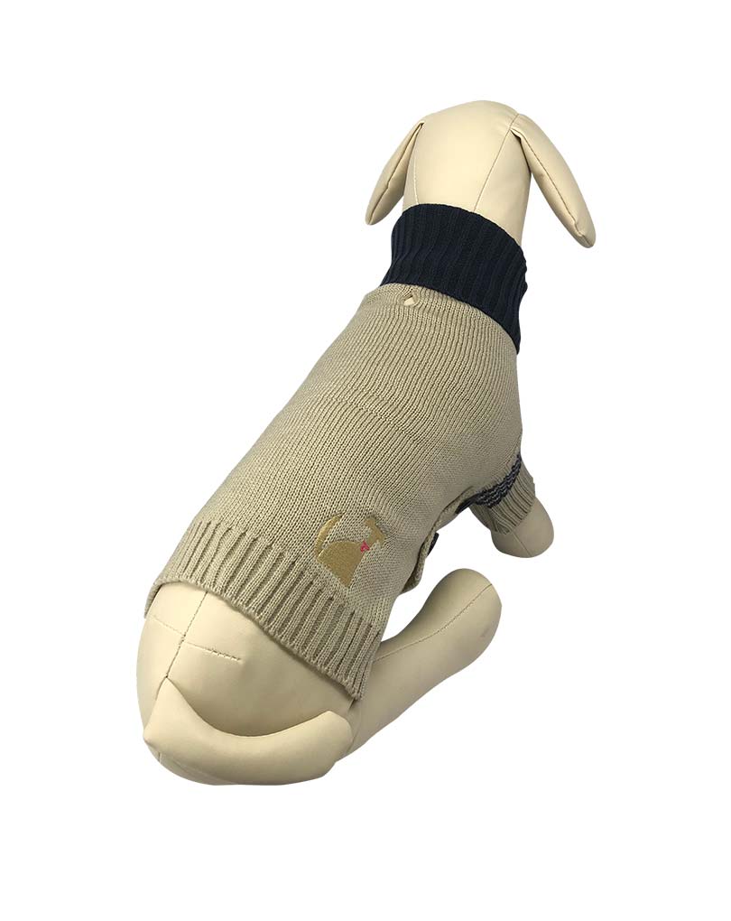 The Embroidered L&F Dog Beige Single  Knit Jumper