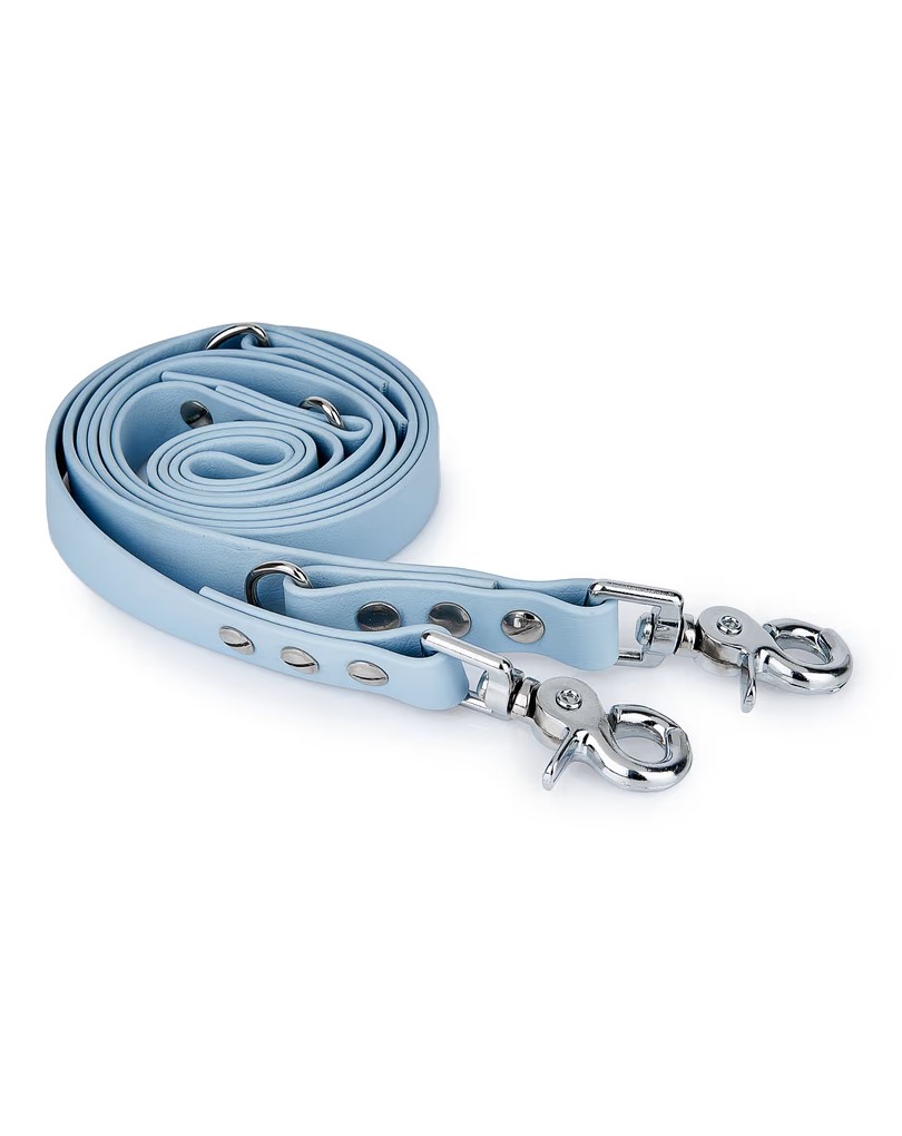 Biothane Leash Ice Blue silver 2m adjustable