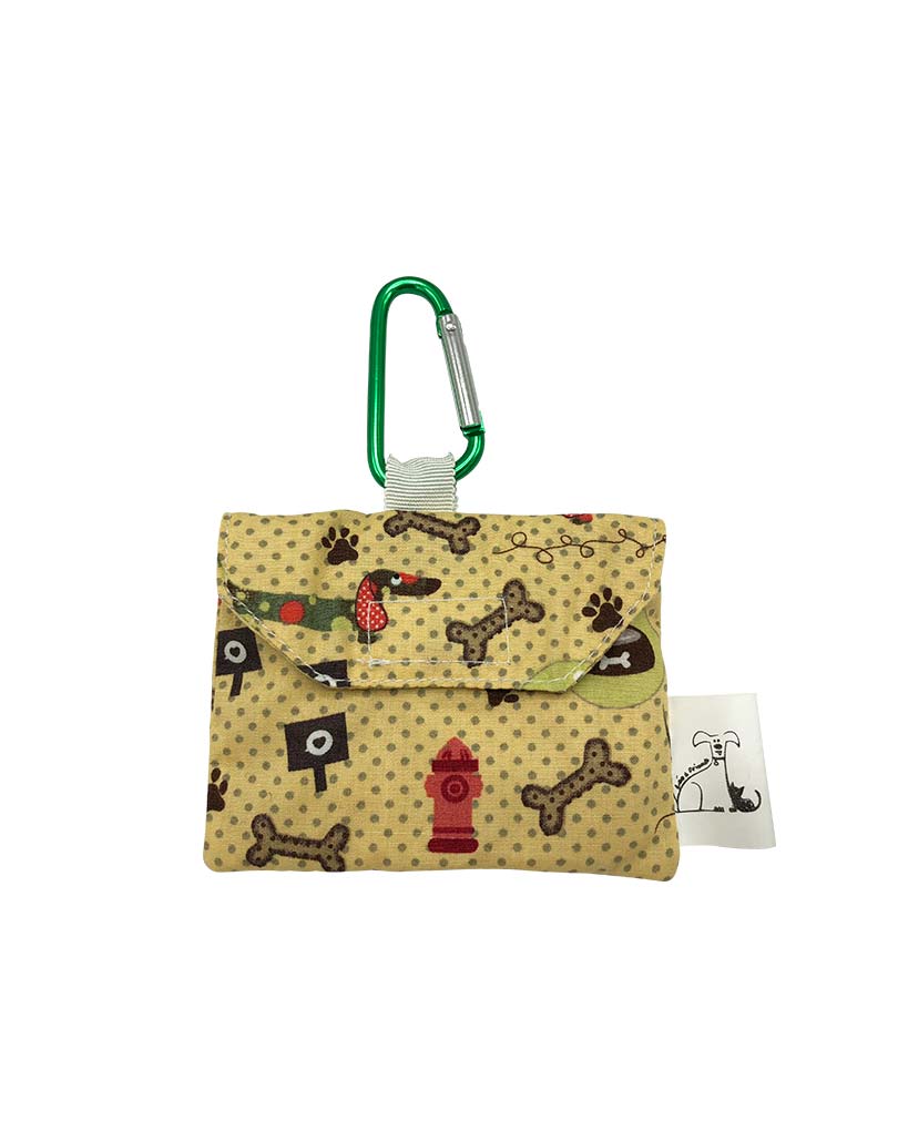 "The Dots & Dogs Print" Yellow Fabric Poop Bag Holder