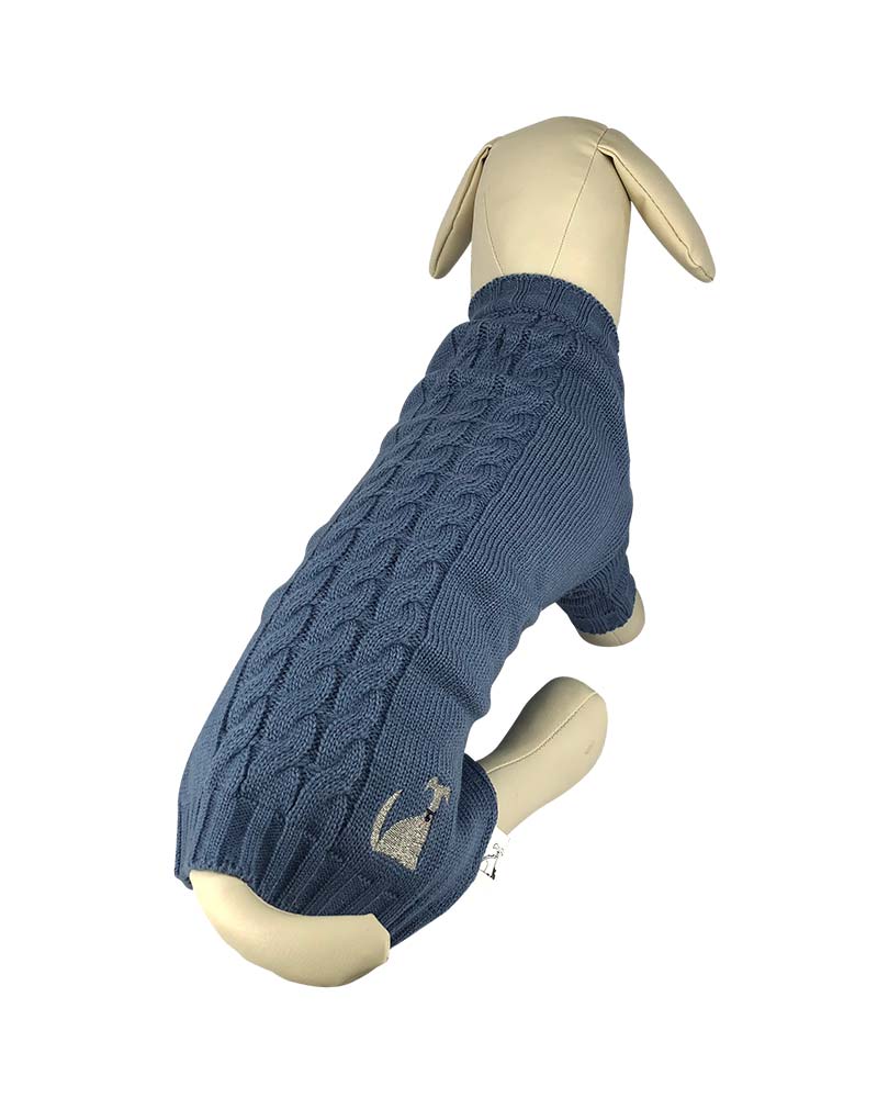 The Embroidered L&F Dog Logo-light Blue Cable Knit Jumper