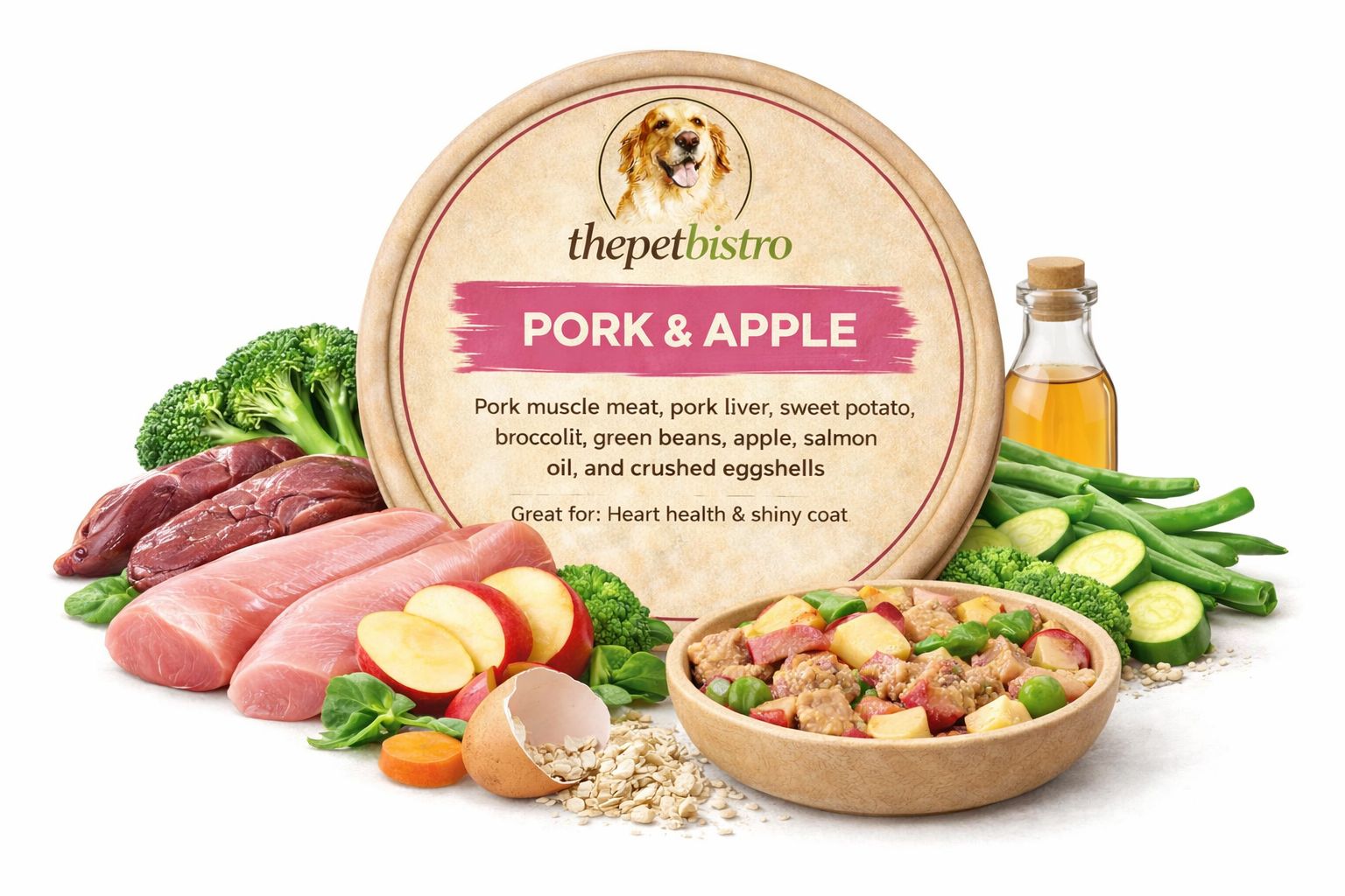 The Pet Bistro Grain Free Pork & Apple Dog meal 200g