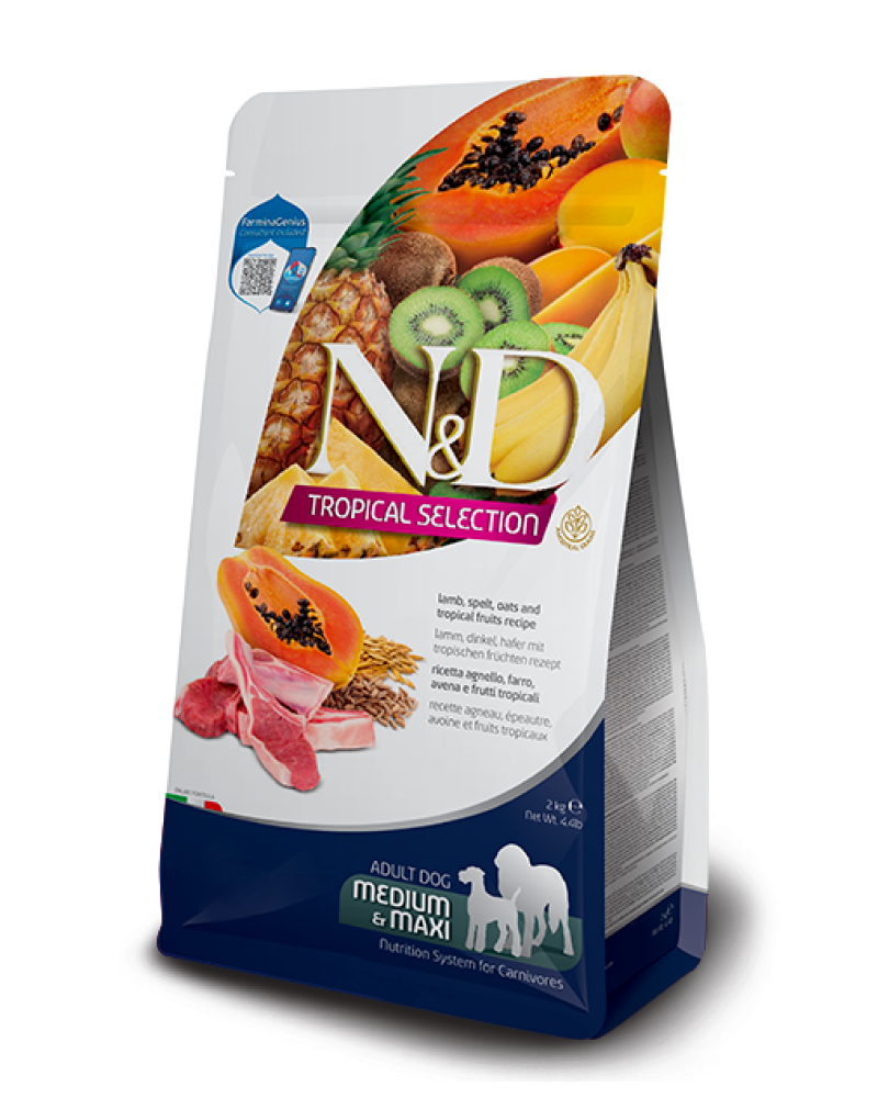 N&D Tropical Lamb & Tropical Fruits Adult Medium & Maxi 10Kg