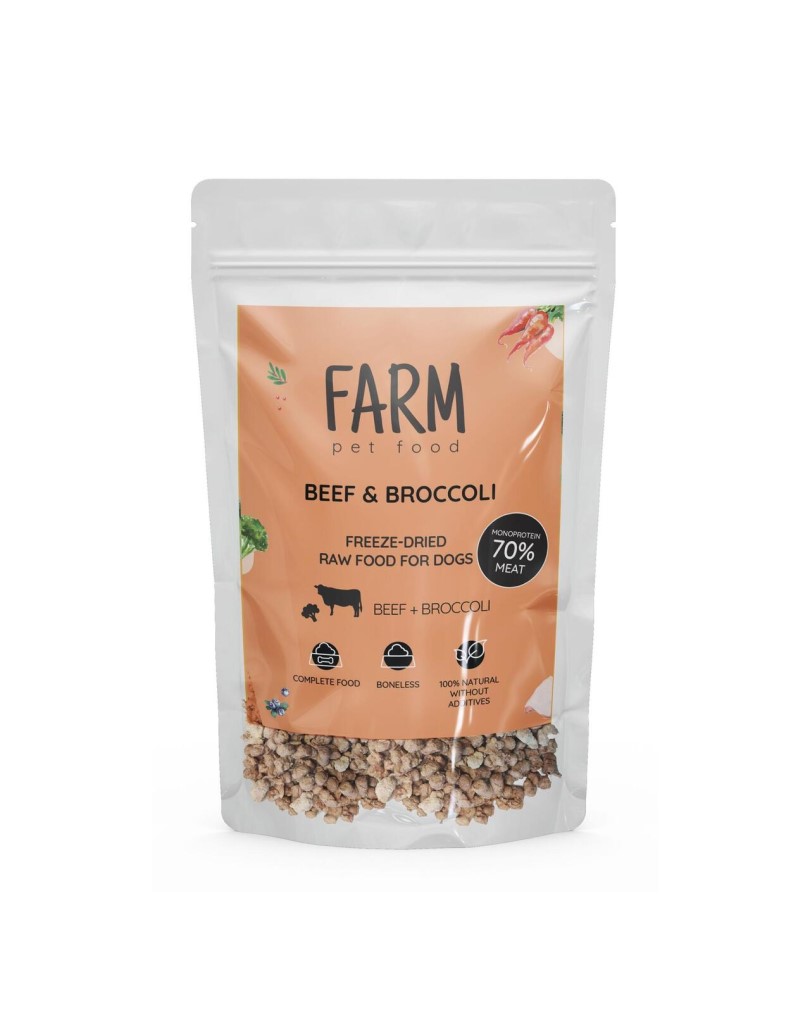 FARM Freeze-Dried Raw Food for Dogs Beef & Broccoli 100g