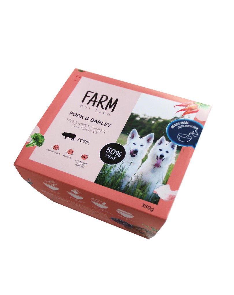 FARM Freeze-Dried Complete Meal for Dogs Pork & Barley 350g