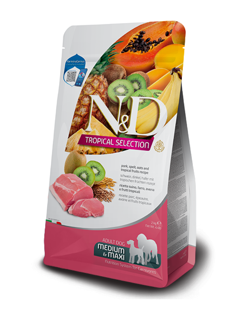 N&D Tropical Pork and tropical fruits Adult Medium & Maxi 10Kg