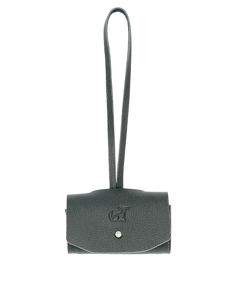 The Grey Leather Poop Bag Holder