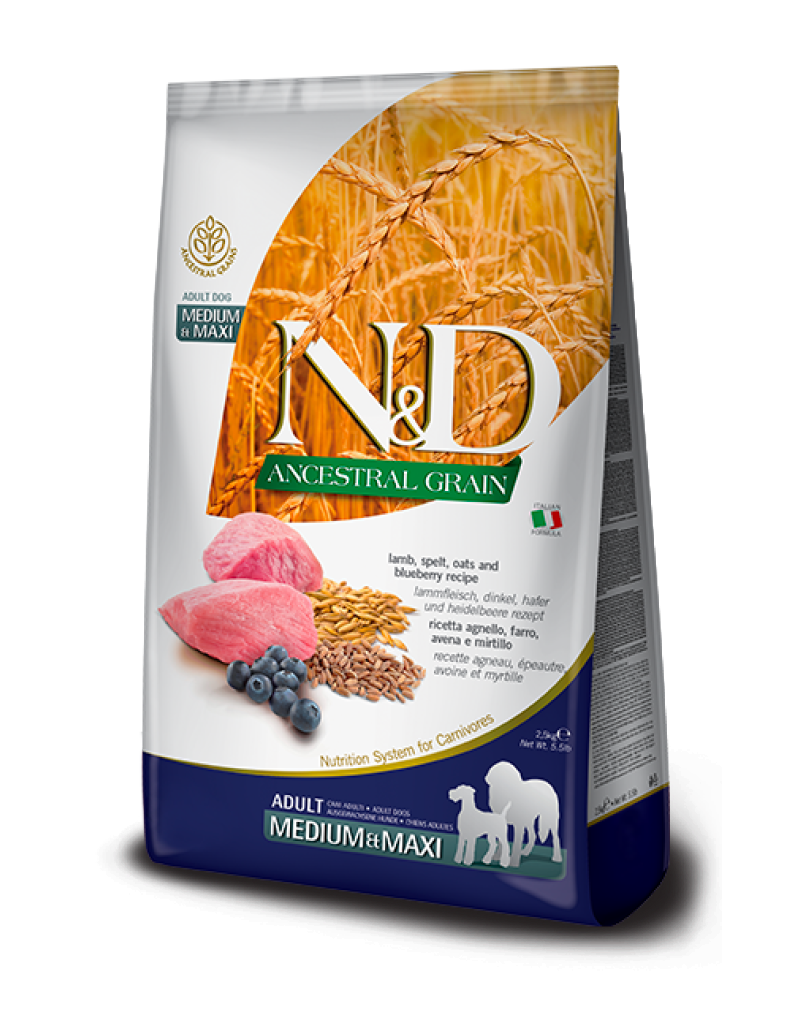 N&D Ancestral Grain Lamb & Blueberry Adult Medium & Maxi 2.5Kg